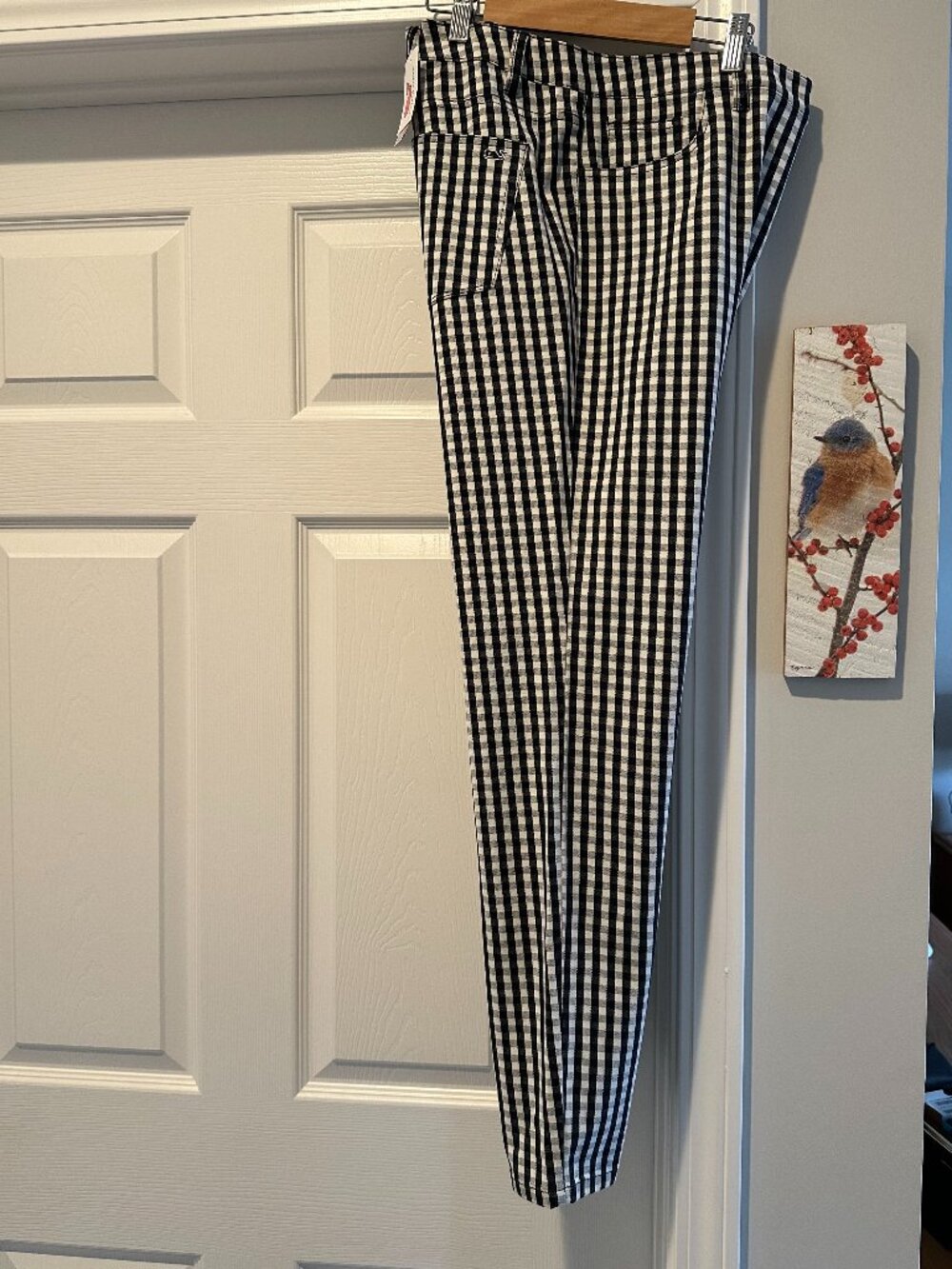 NWT Women’s Vineyard Vines Gingham 5 pocket Pants Black White Check Sz 12